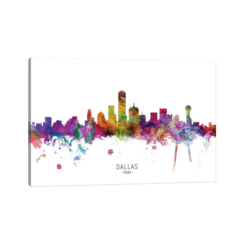 Dallas Texas Skyline by Michael Tompsett - 1 Piece Wrapped Canvas Painting, 66.04cm H x 101.6cm W x 1.91cm D