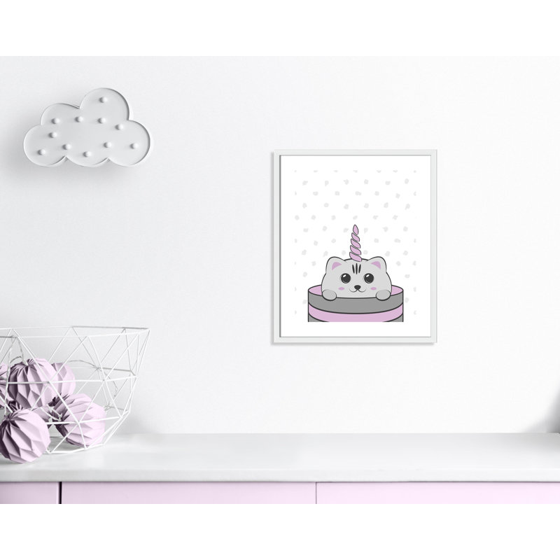 Caticorn I, art encadré, H 24,5 po x l 20,5 po x P 1,18 po, Cadre blanc