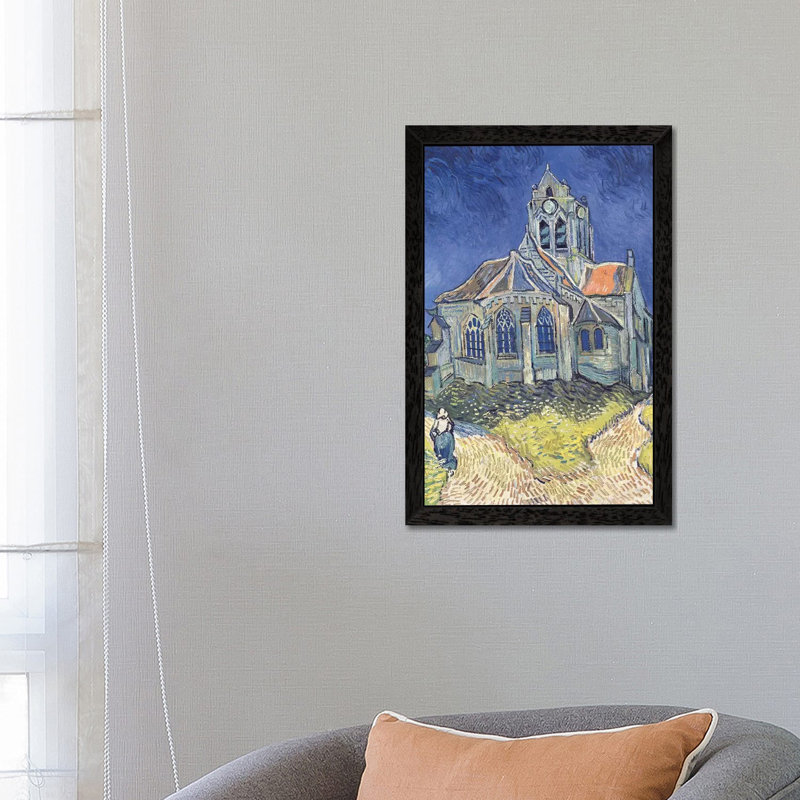The Church At Auvers-sur-Oise, 1890 by Vincent Van Gogh - Painting on Canvas, 66.04 cm H x 45.72 cm W, Black Framed