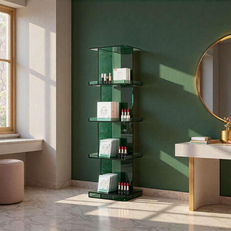 Tablette de rangement étroite en acrylique vert, H 55,12 po x l 19,69 po x P 11,81 po