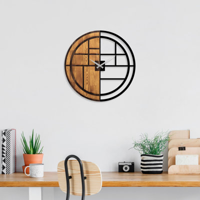 Elegant Wooden Wall Clock, 22.0 x 1.2 x 22.0 inches | 100% Real Walnut & Black Finish, Silent Mechanism | Perfect for Home Décor & Office Spaces, Unique Color Variations for a Distinctive Look