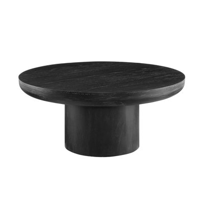 35.98 - Inch Round Coffee Table With Cylindrical Leg, Wood Veneer Tabletop Table, Stylish And Sturdy Rounded Sofa Side Table, For Living Room And Office Spaces, Available In Multiple Colours