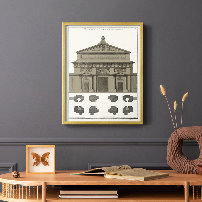 Bâtiments et façades II, reproduction encadrée - bois massif, Or, H 28 po x l 22 po