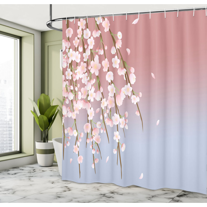 Shower Curtain with Hooks Included, 70" H x 69" W, Blush
