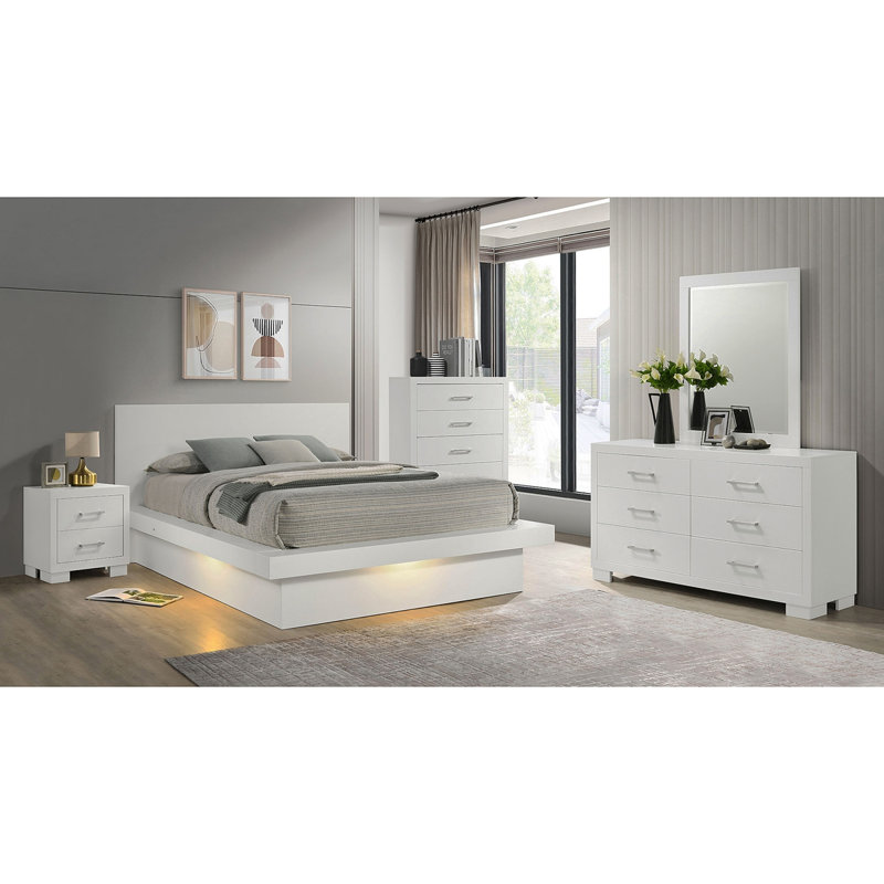 Ensemble de chambre avec grand lit 5 pièces Tokyo Snow White, Grand, Blanc