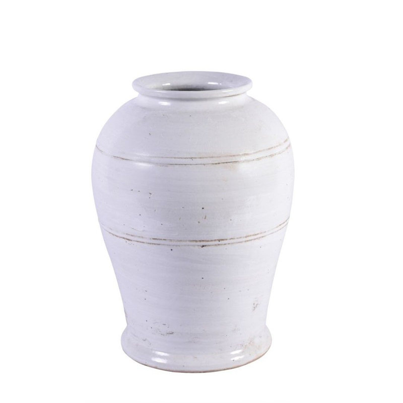 Vase de table en porcelaine d’intérieur/d’extérieur blanc 16 po Busan