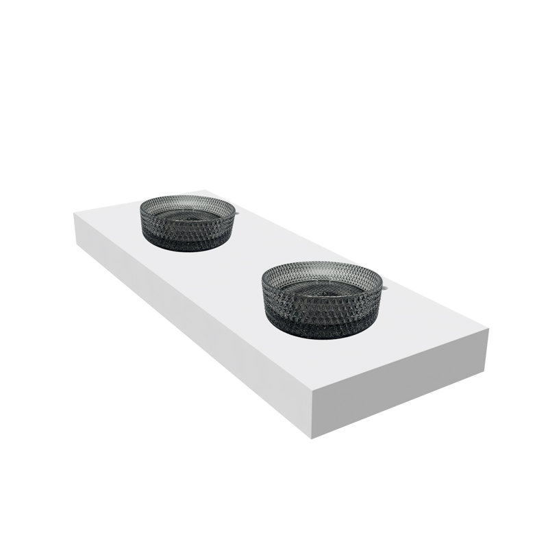 Lavabos vasques rondes en cristal noir 14 "avec base blanche 60" Scotch, Noir clair