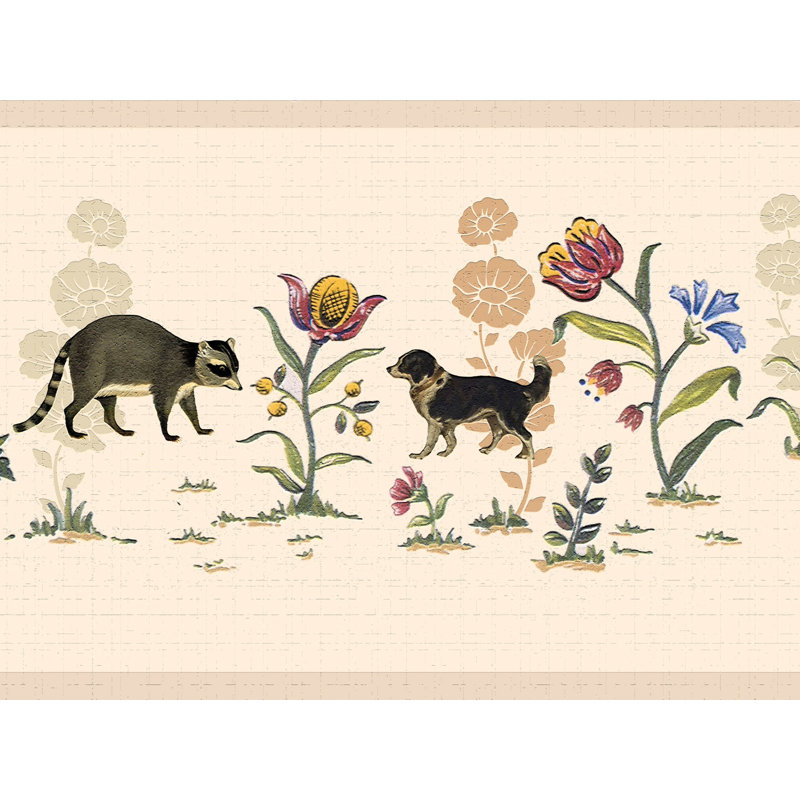 Bordure de papier peint à peindre L 15 pi x l 7 po Dogs and Flowers
