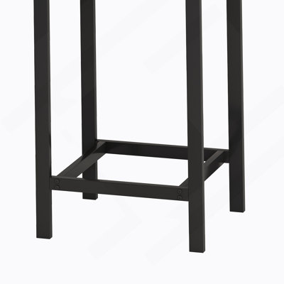 Modern Design Kitchen Dining Table, Pub Table, Long Dining Table Set With 3 Stools, Convenient Hanging Stool Design, Natural+Black