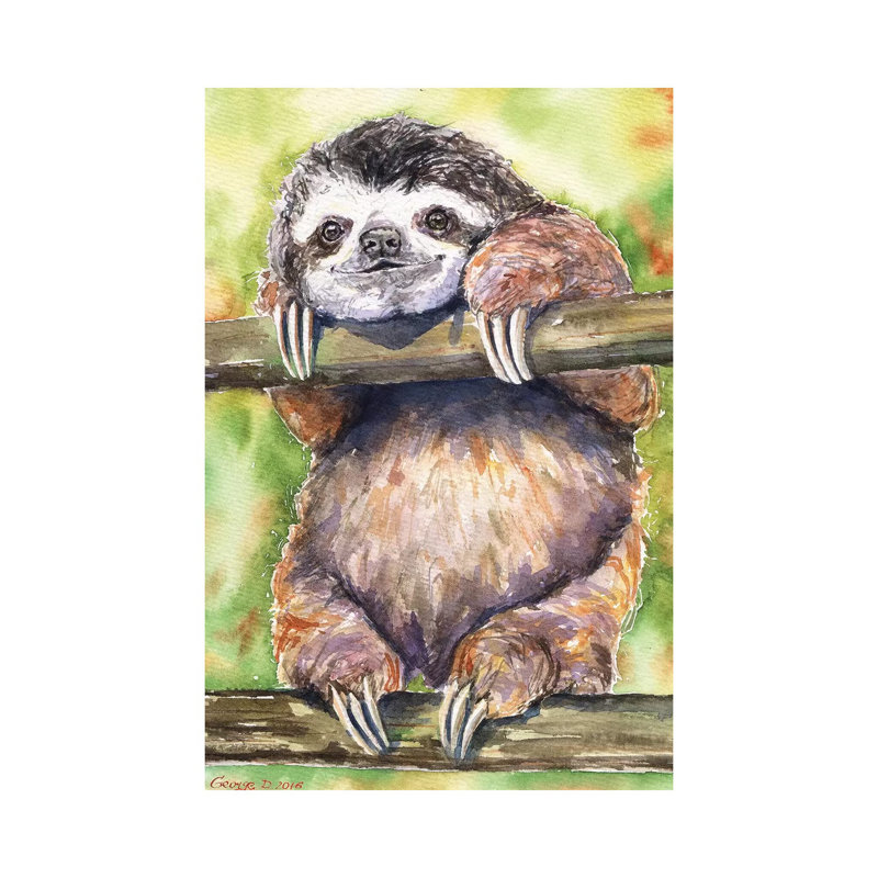 Sloth by George Dyachenko - Wrapped Canvas Painting, 30.48 cm H x 45.72 cm W