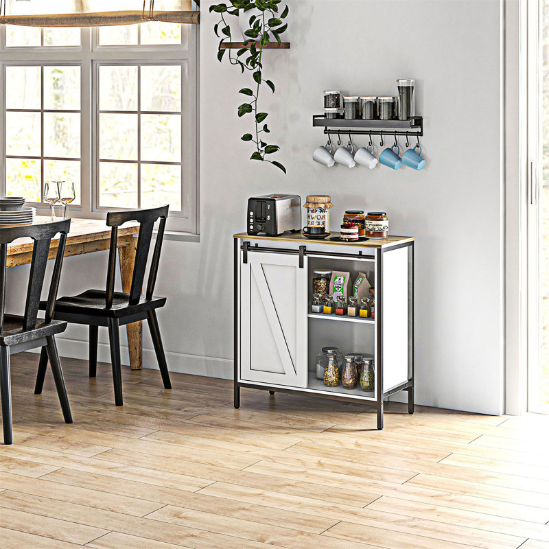 Buffet Farmhouse avec porte de grange coulissante et tablette réglable