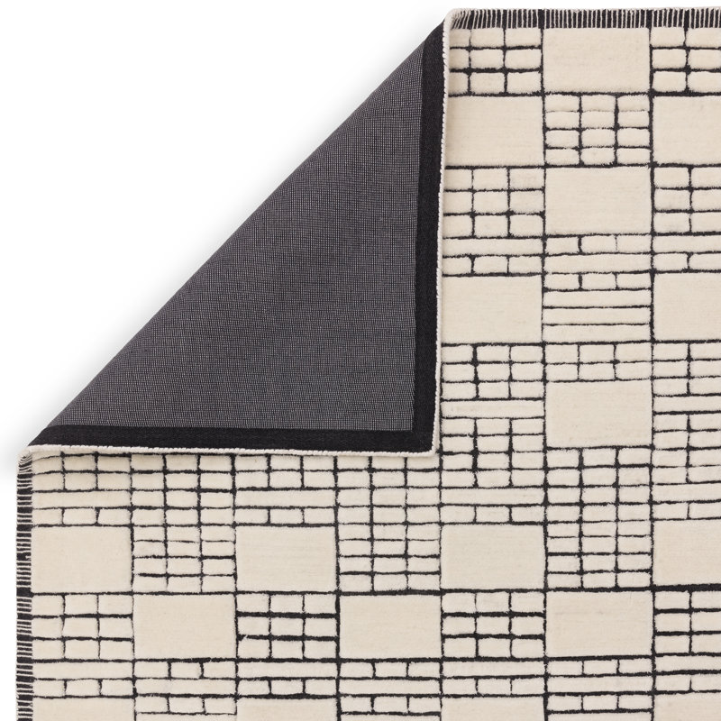 Havier Hand Tufted Wool Black/Cream Rug, Rectangle 120 x 170cm