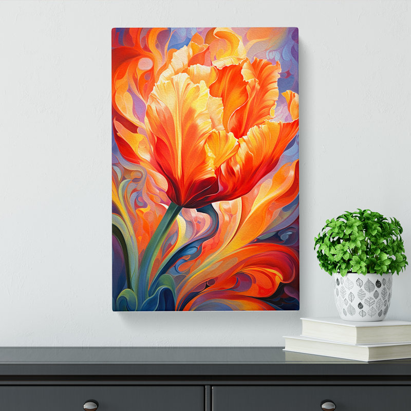Tulip Flower Informel - Wrapped Canvas, 50cm H x 35cm W x 3cm D