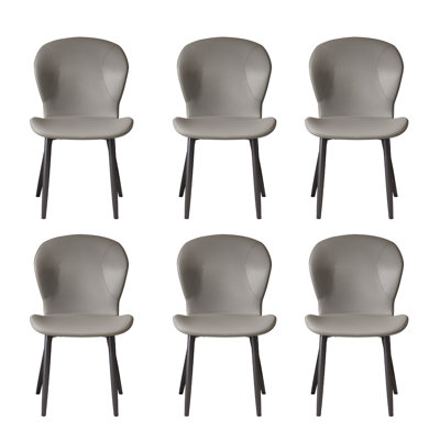 Chaises de salle à manger modernes en cuir d'unité centrale, chaises de salle à manger en similicuir rembourrées et pieds en métal