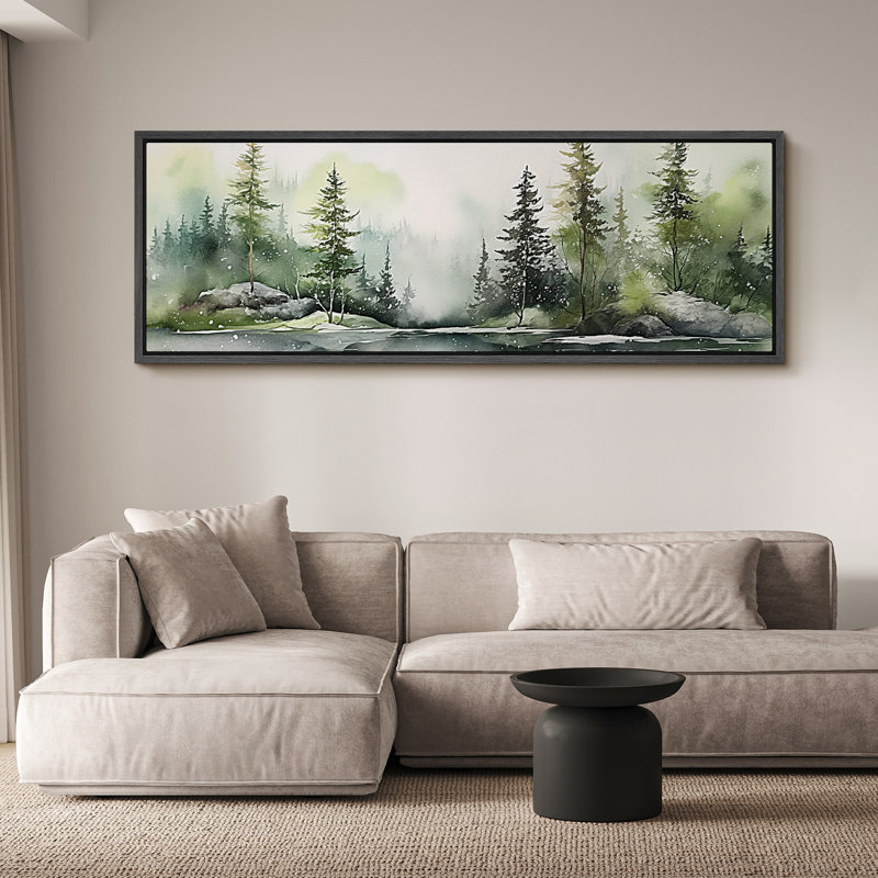 Paysage de forêt Woodland, H 20 po x l 60 po, Noir, noir, noir, noir