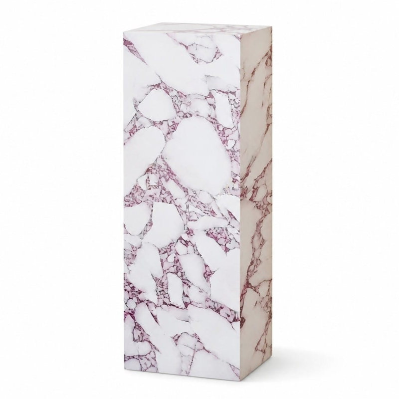 Form14 - Table d'appoint et table de bout moderne, 35.6" H x 14.1" W x 14.1" D, Violet Calacatta