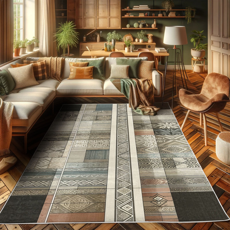 Ambesonne Bohemian High Density Long Fiber Poly Threads Decorative Area Rug Carpet, Rectangle 4' x 5'7"