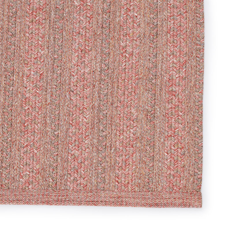 Tapis intérieur / extérieur rose rayé fait à la main Dieterich, Rectangle de 5 pi x 8 pi
