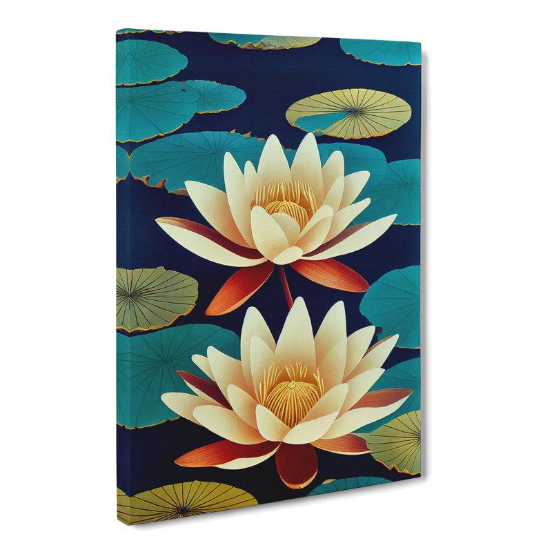 Two Water Lily Flowers - Wrapped Canvas, 50cm H x 35cm W x 3cm D
