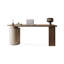 Bureau en bois manufacturé demi-cercle brun noisette-120332184