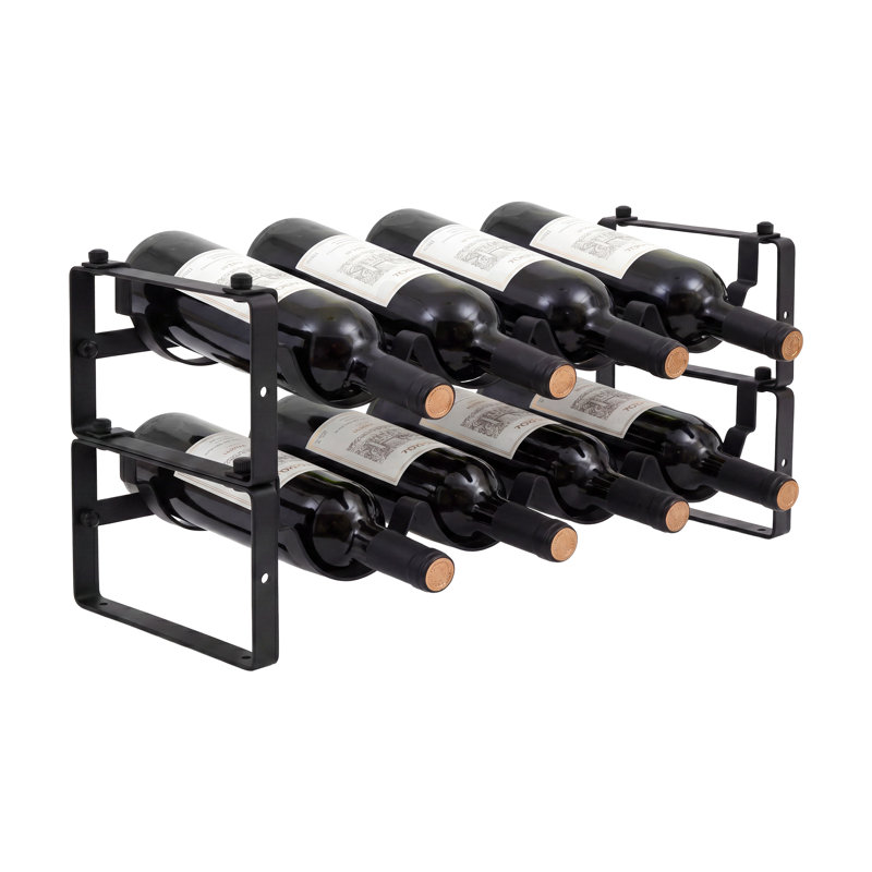 Wine Bottle Rack Black, 2 layers -8 bottles