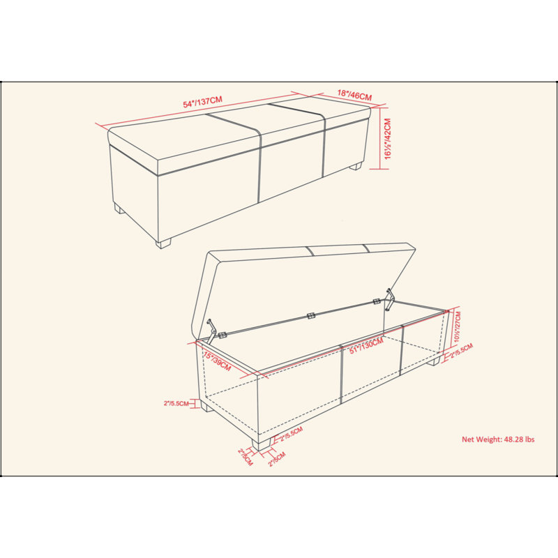 Lincoln Extra Large Storage Ottoman Bench