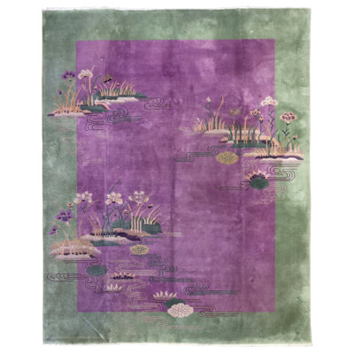 Art Deco One-of-a-Kind 8'10" X 11'2" 1920s Wool Area Rug in