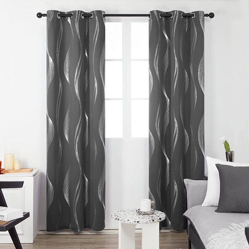 Paire de rideaux occultant et isolants avec œillets Spurgh, L 52 po x L 72 po, Gris foncé
