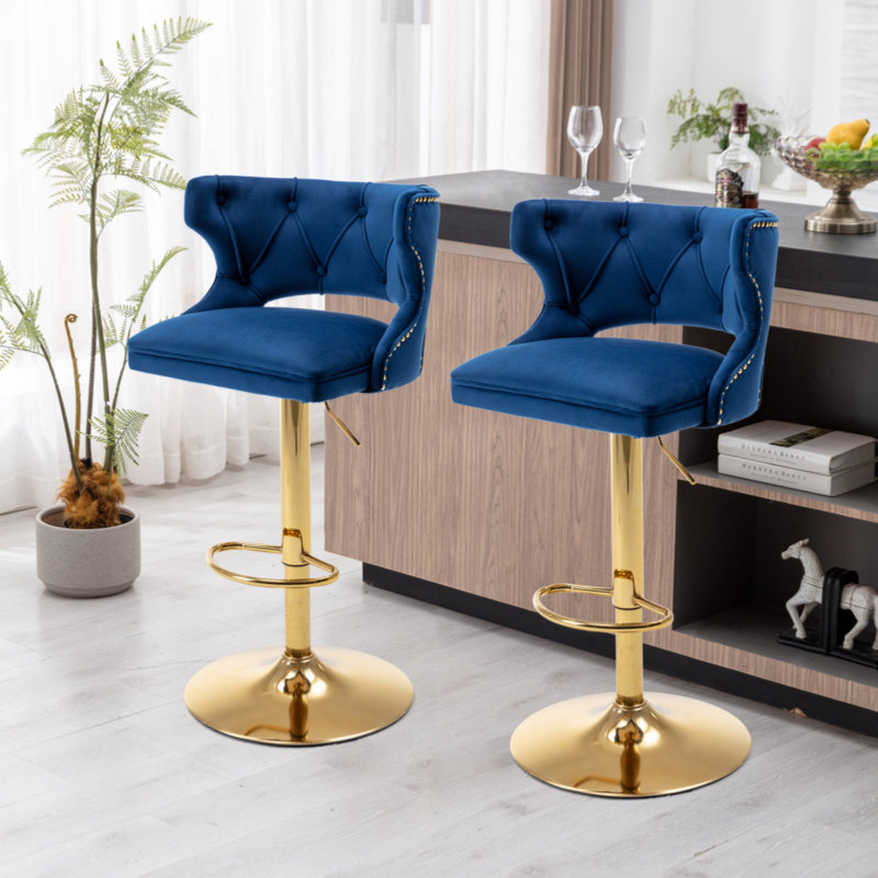 Tabouret pivotant à hauteur réglable Lounell, Bleu