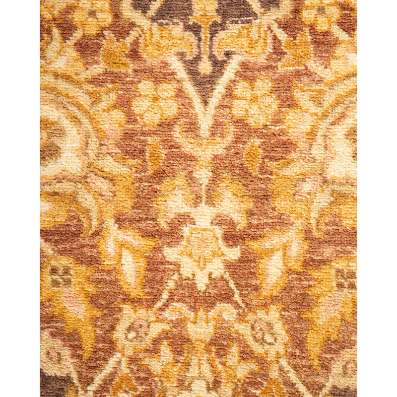 Tapis unique noué à la main jaune de 5 pi 2 po x 8 pi 2 po Keenan