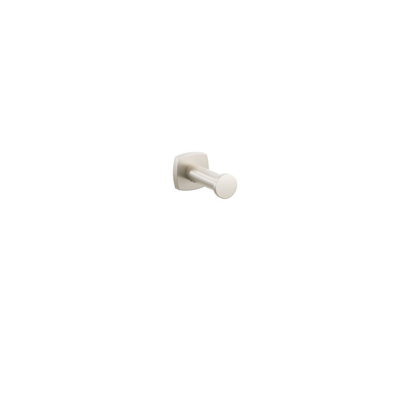 Emtek Modern Tubular Single Robe Hook with Rosette w/ Soft Square Rosette, Satin Nickel