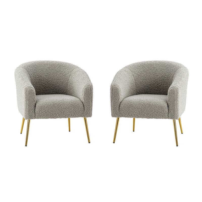 Audwin 27.5" W Polyester Barrel Chair, Gray 100% Polyester