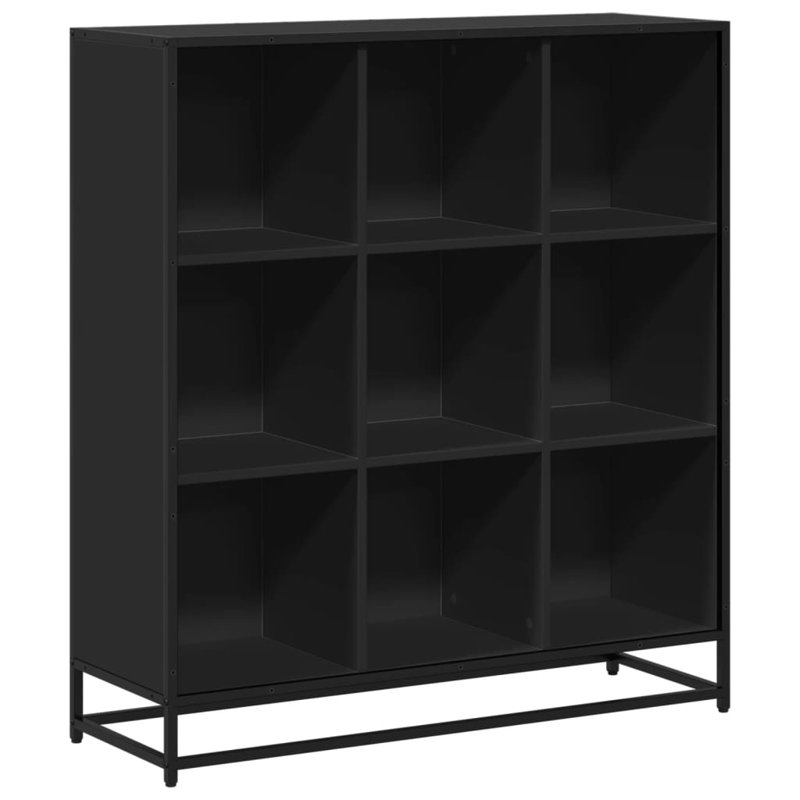 Alvon 107.5cm H Bookcase, (9 Shelves) 107.5cmH x 97.5cmW x 33cmD, Black
