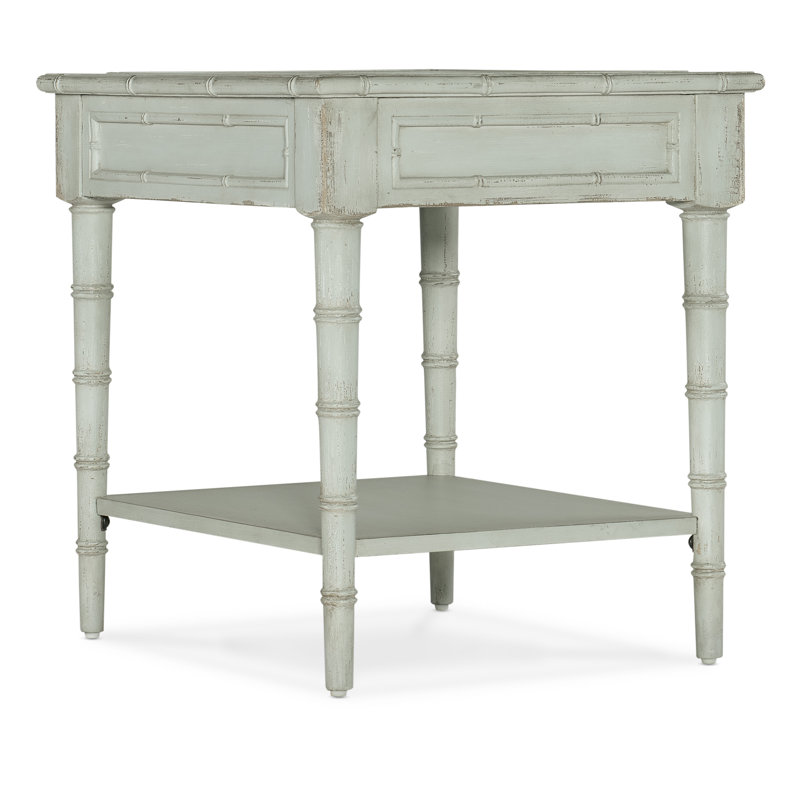 Haint Blue Rustic Rectangular End Table with Storage