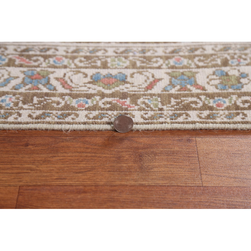 Tapis floral turc Oushak en laine noué à la main 4 x 6
