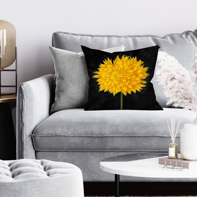 Yellow chrysanthemum - 16"x16" Throw pillow - Poly twill - Print on demand, 16" x 16", Polyester