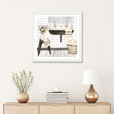 «Farmhouse Bath II Sink» par Tara Reed - impression d'art graphique