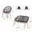 NUSA Outdoor Patio Faux Wicker Metal 3PC Chat Set, Black Wicker, 2 Club Chairs And 1 Loveseat-1758945792