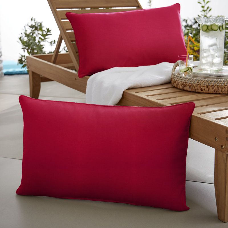 Selene Outdoor Reversible Throw Pillow, 16" x 26", Crimson