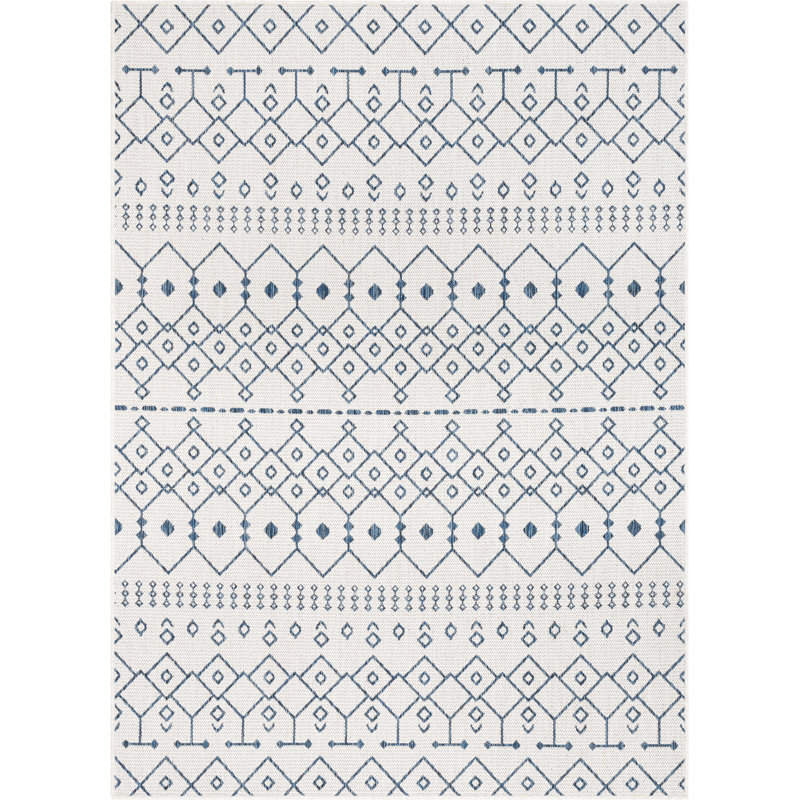 Tapis intérieur / extérieur bleu clair Marshanna, Rectangle 7 pi 10 po x 9 pi 10 po