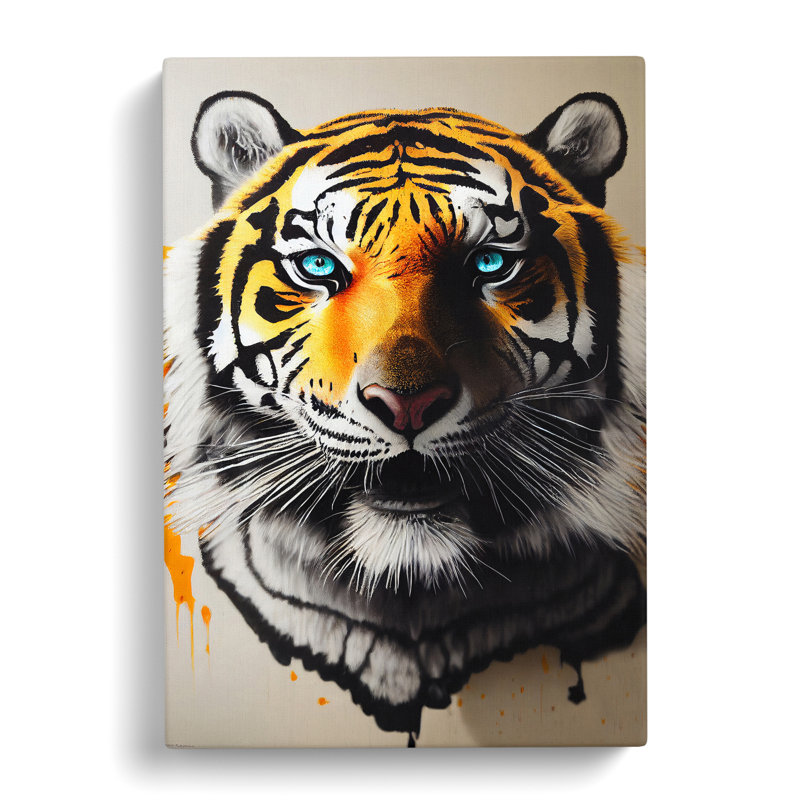 Splashed Tiger - Wrapped Canvas Print, 50cm H x 35cm W x 3cm D