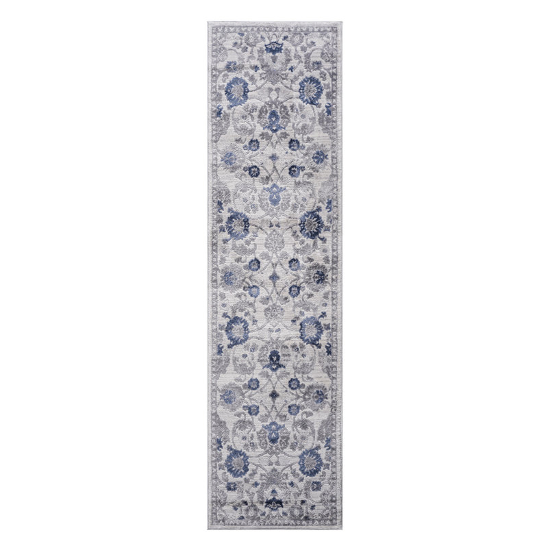 Tapis 2 x 8 bleu / argent /, et teinture pour salon bleu / argent /, décoration de bureau personnel