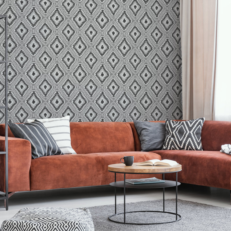 Aztec Geometric Wallpaper Double Roll, Mono