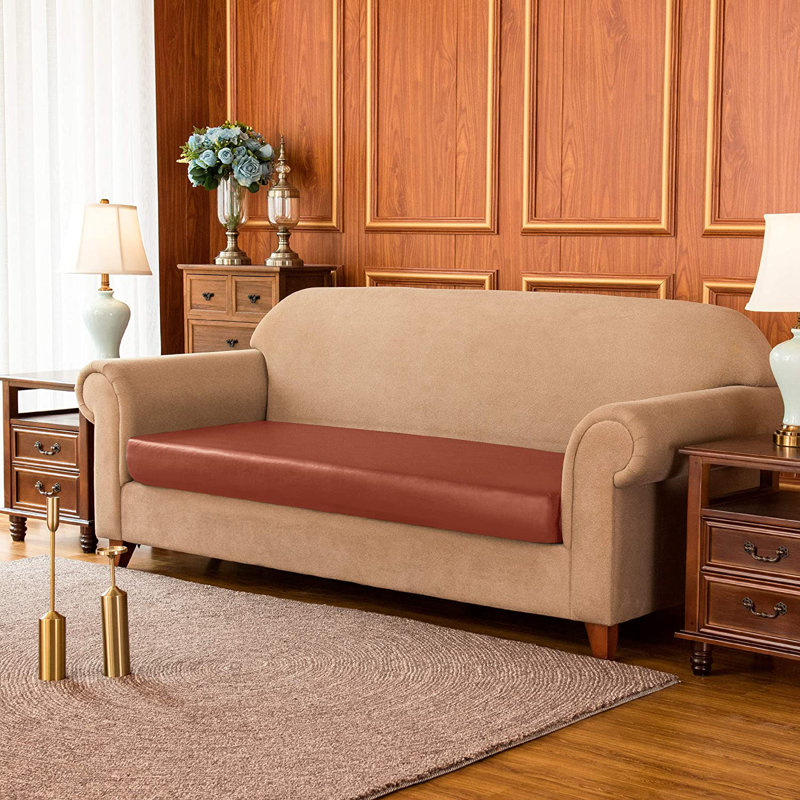 Box Cushion Sofa Slipcover, Orange