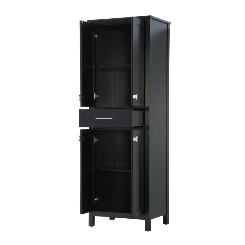 Armoire de rangement pour salle de bain 24 po en noir, H 72 po x l 24 po x P 18 po, Noir