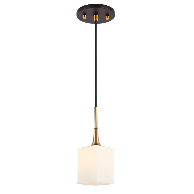 Luminaire suspendu simple à 1 lumière Shults, Bronze / Laiton, Halogène