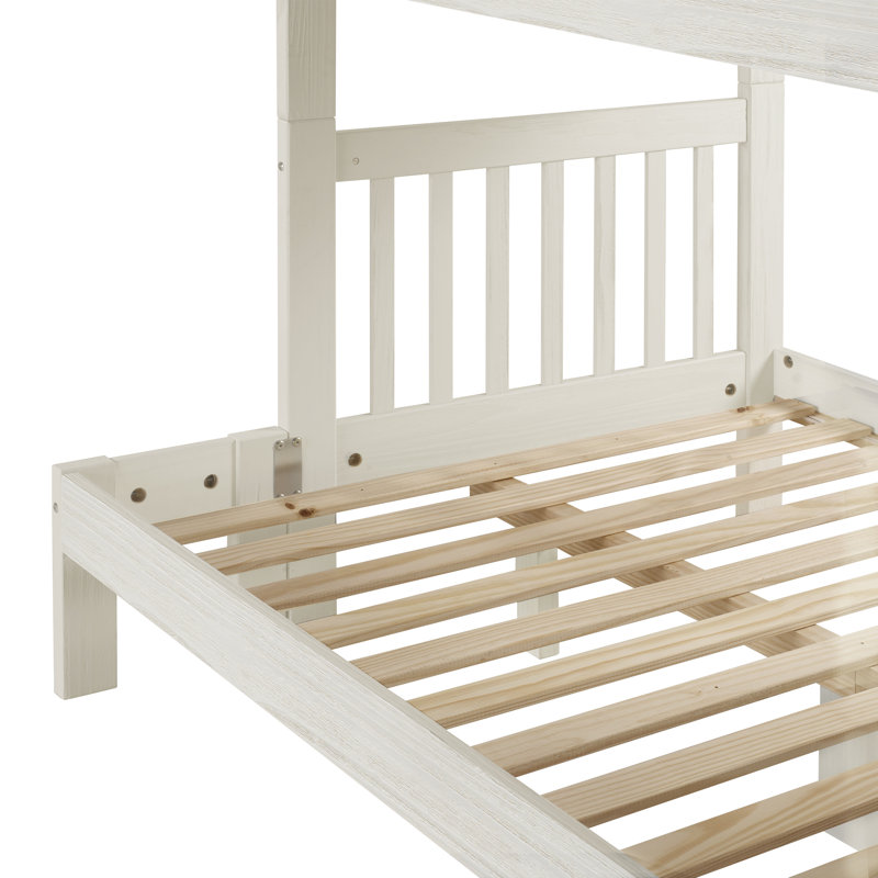 Ahmia Kids Twin Over Full Bunk Bed, White Mist