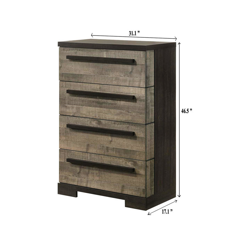 Contemporary 4-Drawer Chest, Wooden Chest For Bedroom, Brown