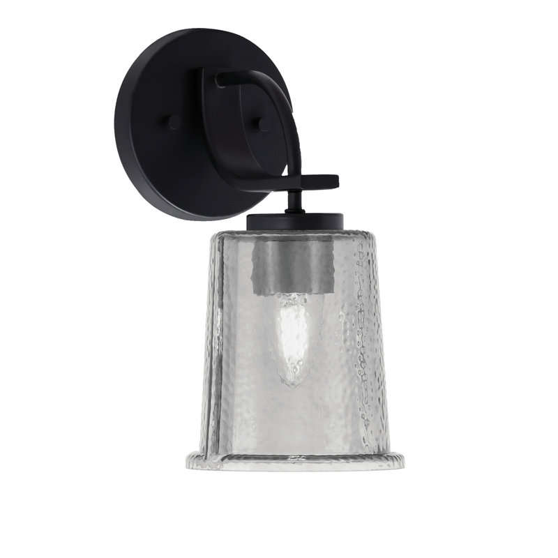 Applique murale Waldes, fini noir mat, verre fumé bullé de 13,3 cm (5,25 po)., Fumée / noir mat
