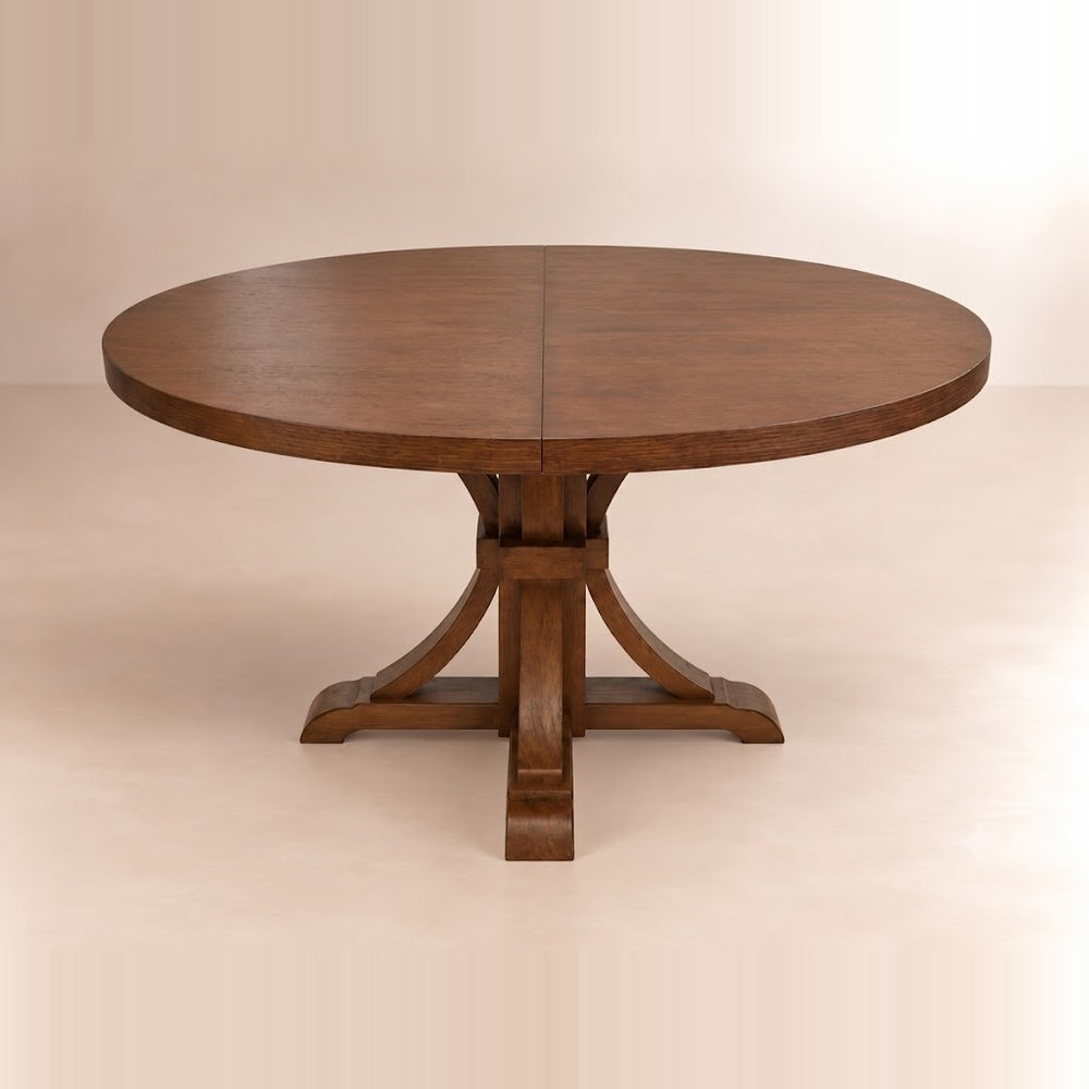 Extendable Dining Table, Round, Brown